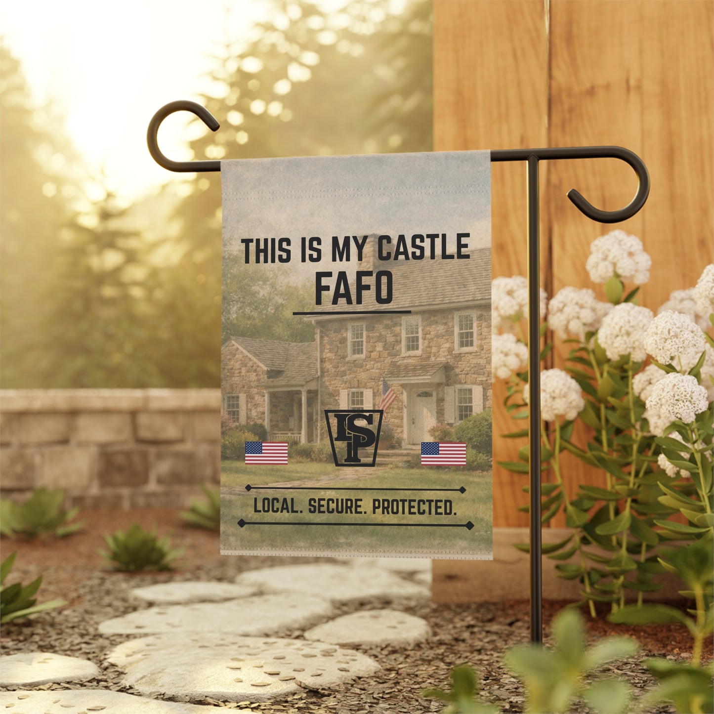 Garden Flag — "This Is My Castle FAFO" Patriotic Home & Yard Banner (Local. Secure. Protected.)