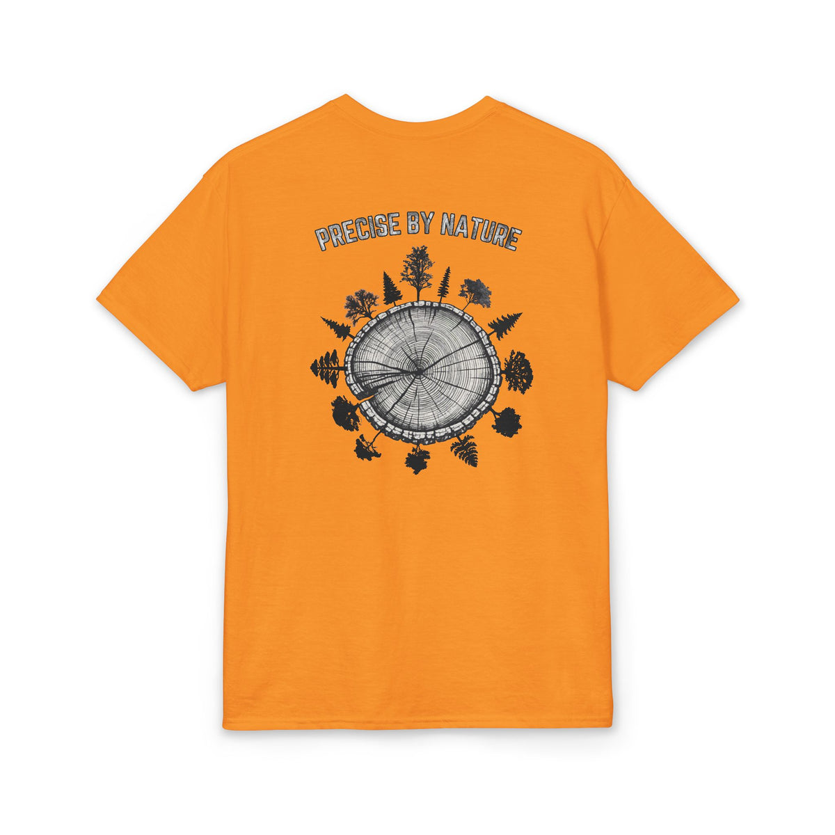 PRECISE BY NATURE T-Shirt — Trees around Tree Ring Graphic Tee for Nature Lovers
