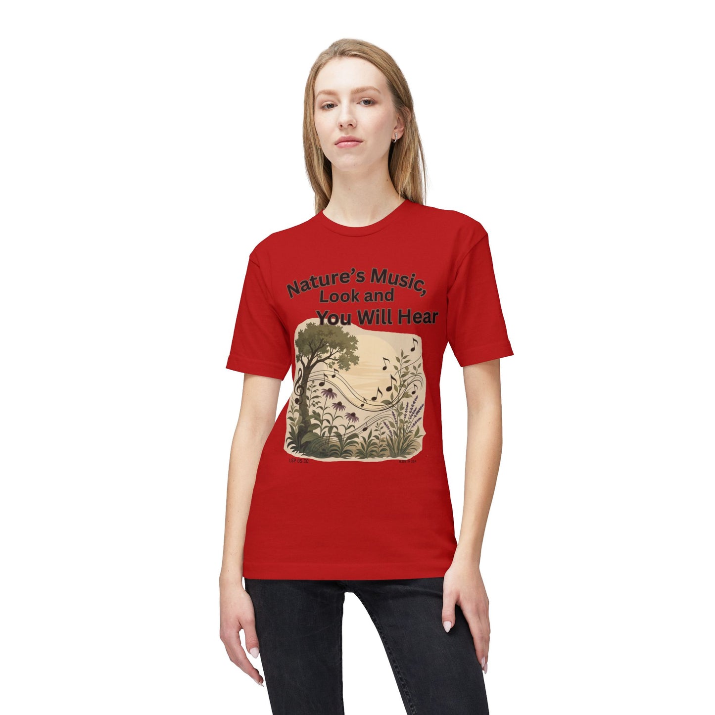Nature's Music T-Shirt — "Nature's Music, Look and You Will Hear" Vintage Botanical Bayside Tee