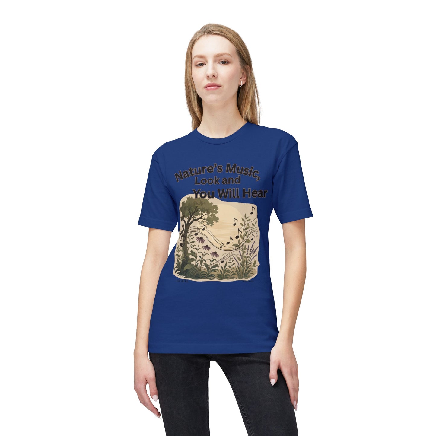 Nature's Music T-Shirt — "Nature's Music, Look and You Will Hear" Vintage Botanical Bayside Tee