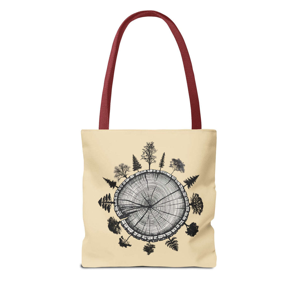 LSP US CO Tote Bag — "Plant Local. Plant Native." Eco-Friendly Canvas Tote with Tree Ring Nature Graphic