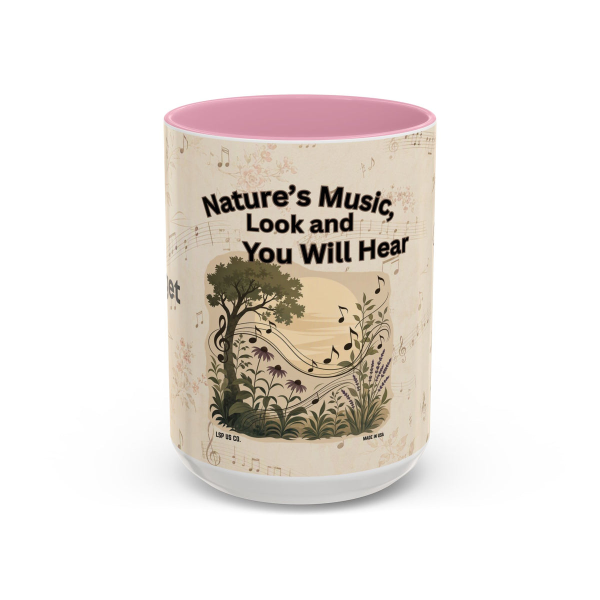 Bridget - Nature’s Music Floral Note Mug — Natures Music, Look and You Will Hear 15oz