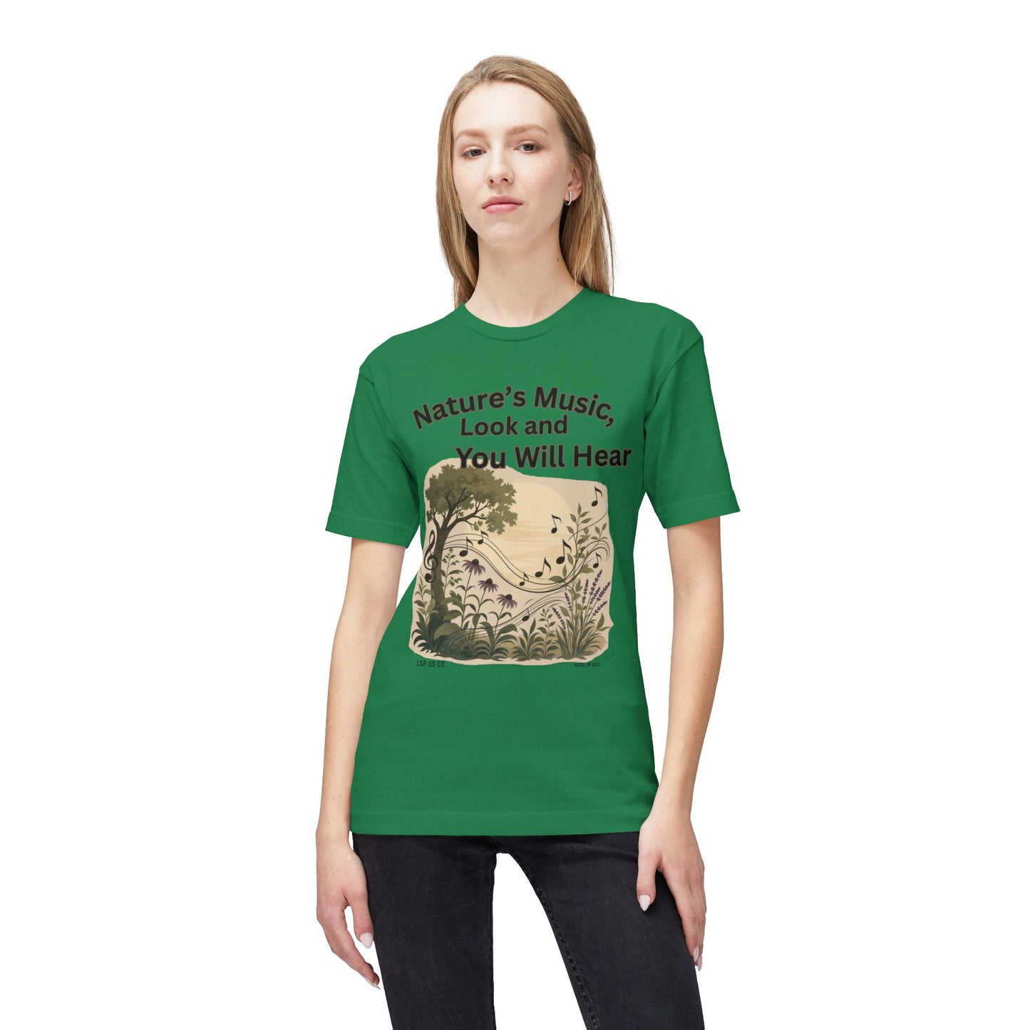 Nature's Music T-Shirt — "Nature's Music, Look and You Will Hear" Vintage Botanical Bayside Tee