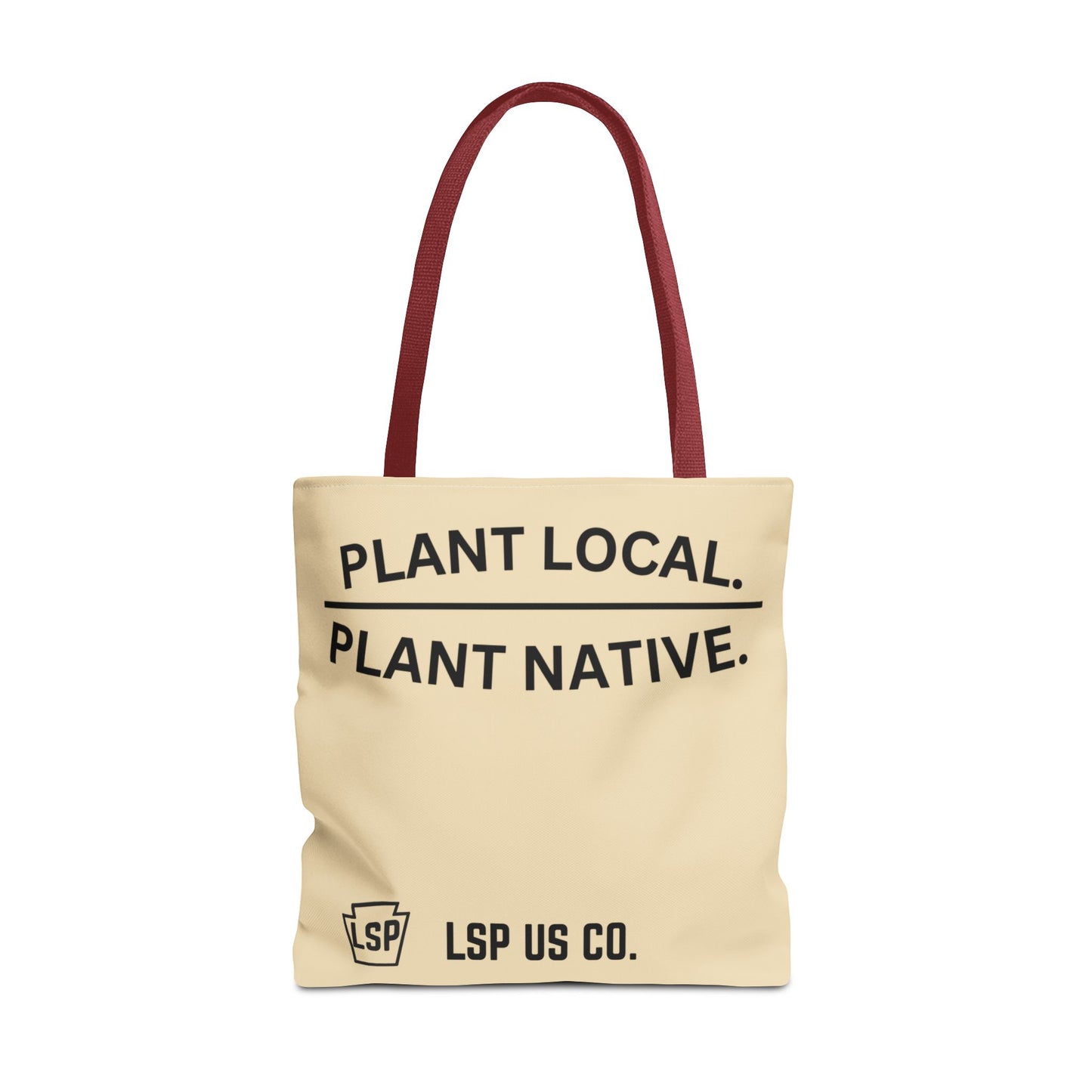 LSP US CO Tote Bag — "Plant Local. Plant Native." Eco-Friendly Canvas Tote with Tree Ring Nature Graphic