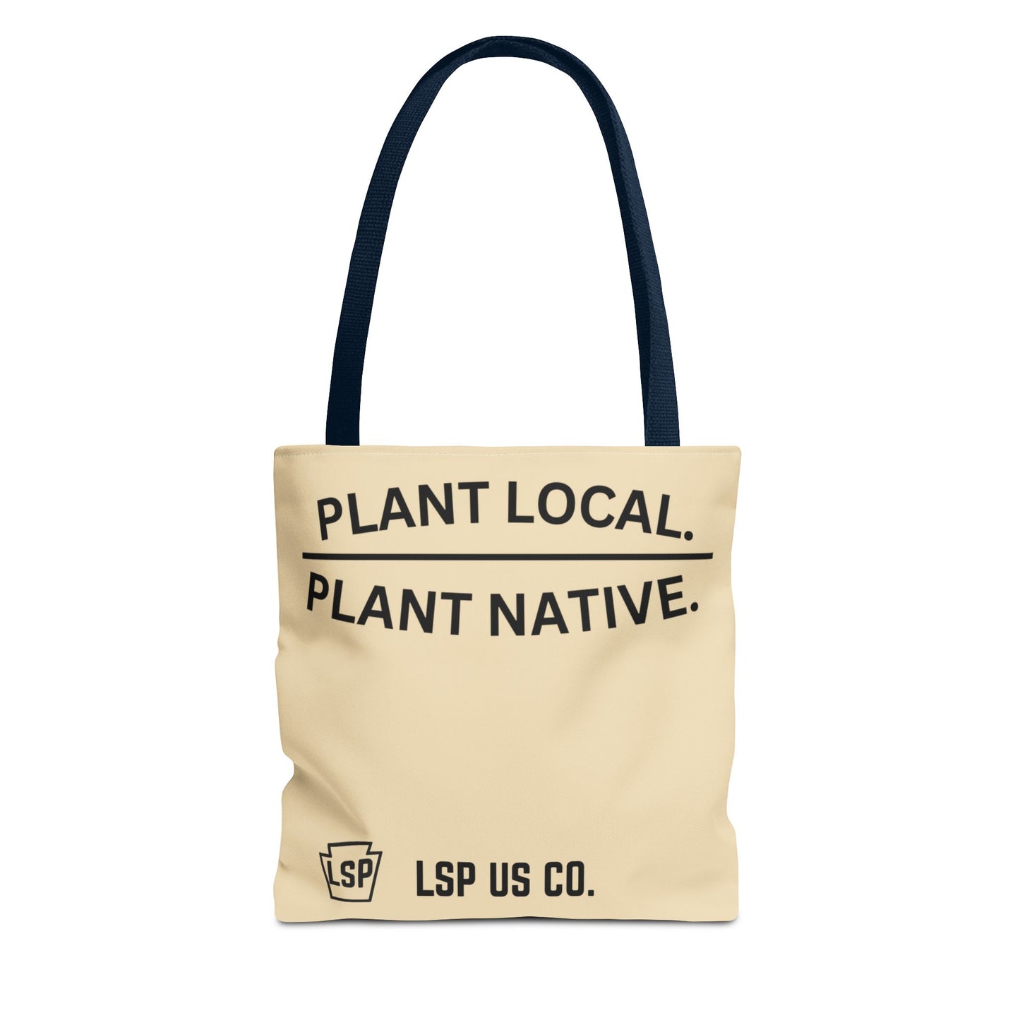 LSP US CO Tote Bag — "Plant Local. Plant Native." Eco-Friendly Canvas Tote with Tree Ring Nature Graphic