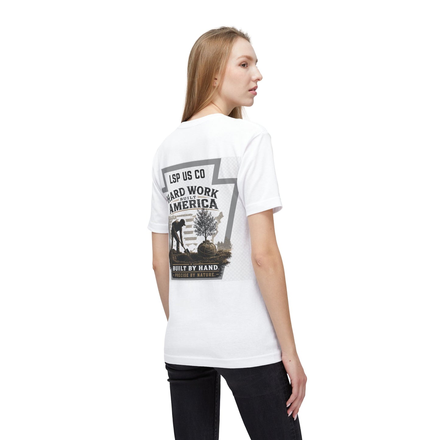 Hard Work America T-Shirt — Built by Hand Patriotic Workwear - Made in USA