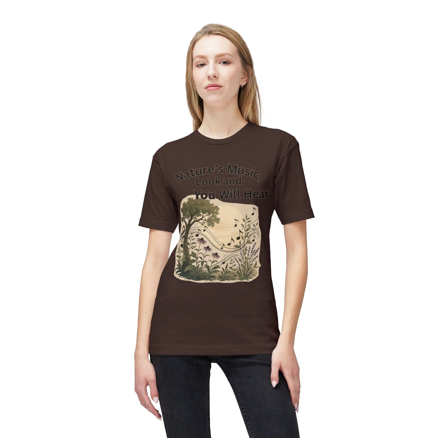 Nature's Music T-Shirt — "Nature's Music, Look and You Will Hear" Vintage Botanical Bayside Tee