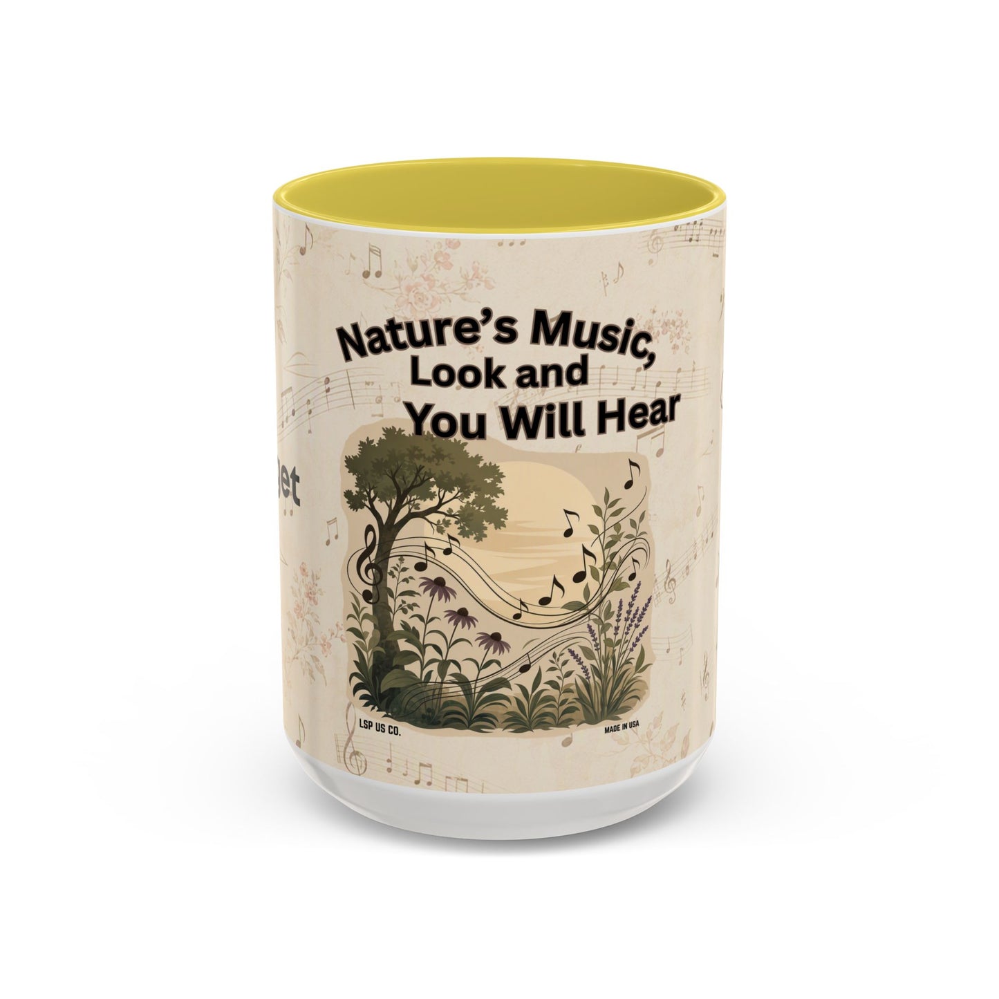Bridget - Nature’s Music Floral Note Mug — Natures Music, Look and You Will Hear 15oz