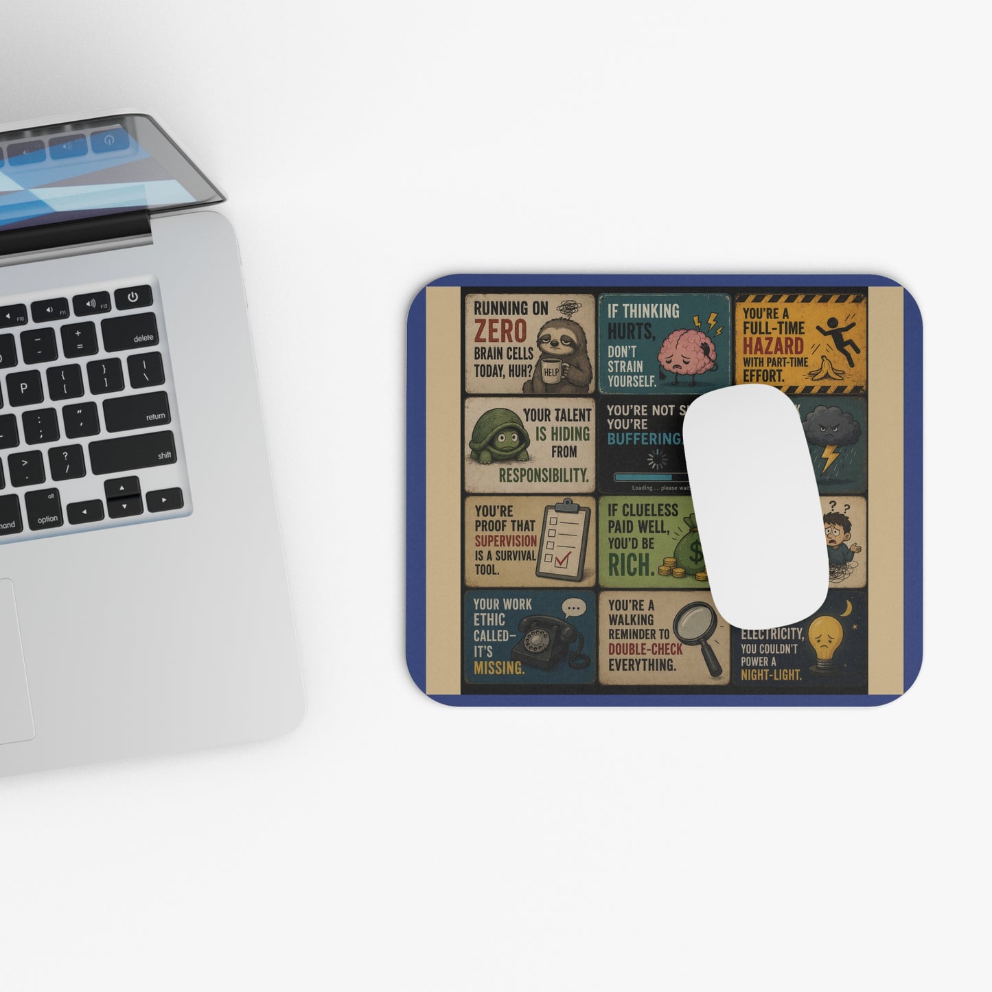Funny IDIOT Office Mouse Pad — Retro Vintage LSP Style 9"x8"