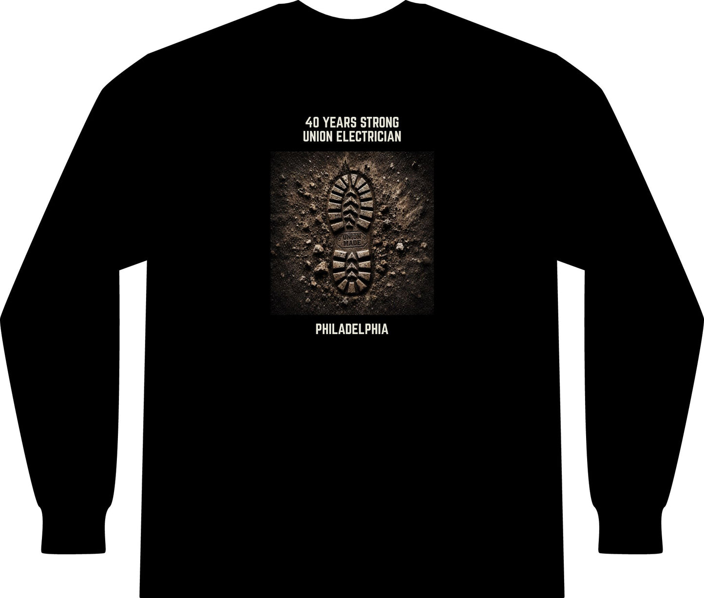 Union Electrician 40 Years Strong Long Sleeve Pocket T-Shirt — Philadelphia Tribute