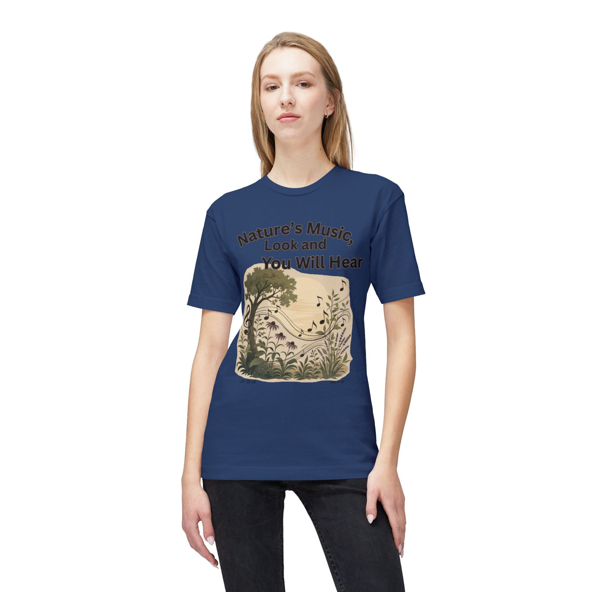 Nature's Music T-Shirt — "Nature's Music, Look and You Will Hear" Vintage Botanical Bayside Tee