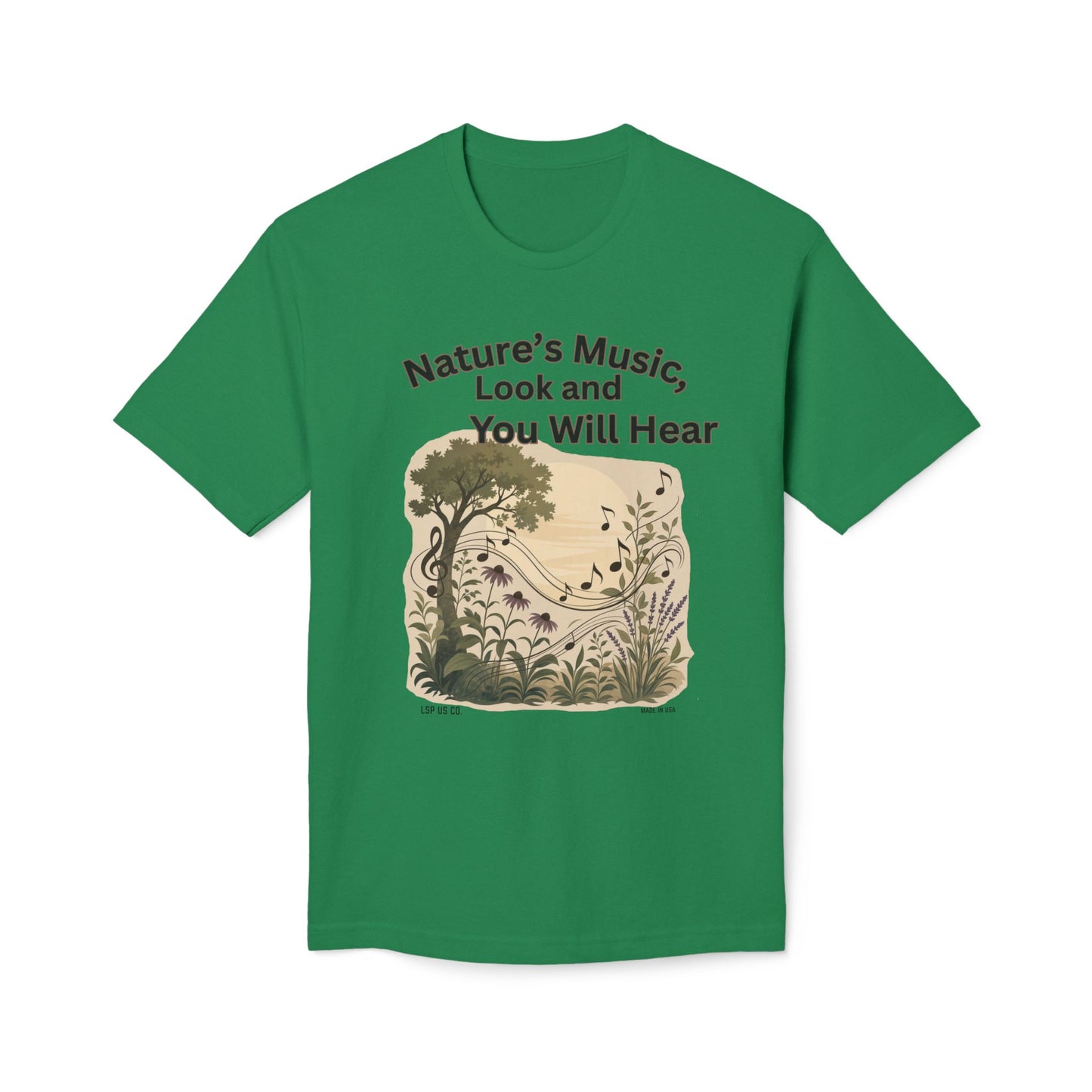Nature's Music T-Shirt — "Nature's Music, Look and You Will Hear" Vintage Botanical Bayside Tee