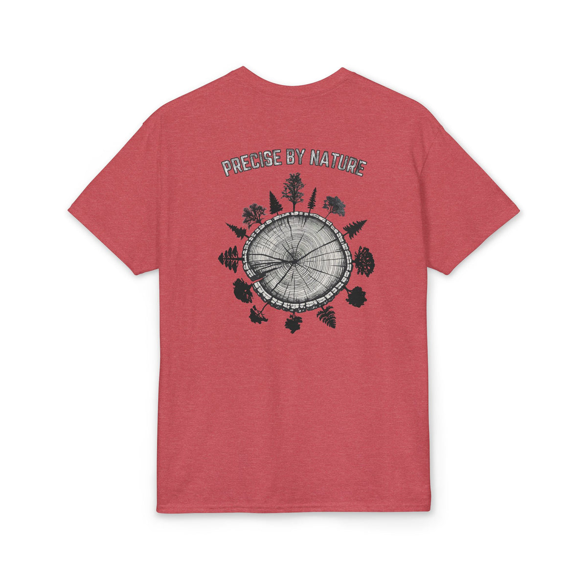 PRECISE BY NATURE T-Shirt — Trees around Tree Ring Graphic Tee for Nature Lovers