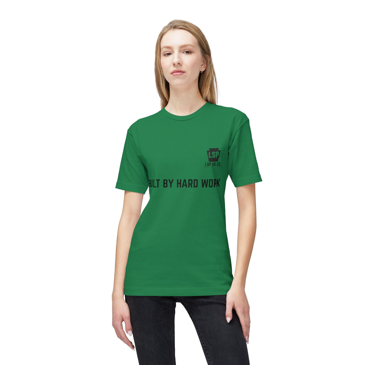 LSP US CO. — Built By Hard Work / We Are Not The Same Graphic — Bayside 5040 Midweight Tee - MADE IN USA