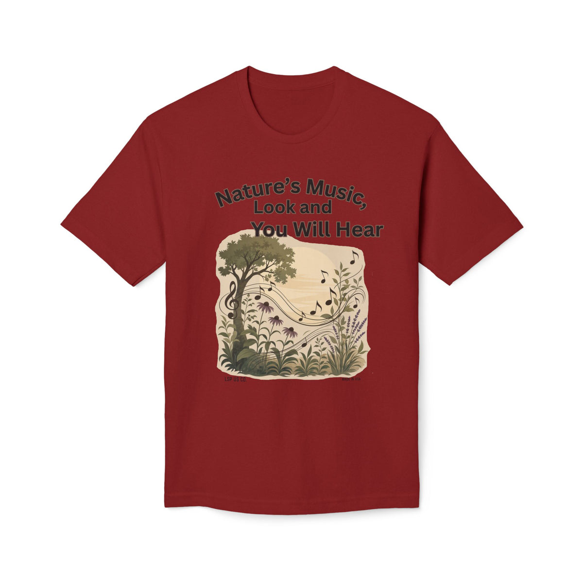 Nature's Music T-Shirt — "Nature's Music, Look and You Will Hear" Vintage Botanical Bayside Tee