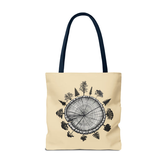 LSP US CO Tote Bag — "Plant Local. Plant Native." Eco-Friendly Canvas Tote with Tree Ring Nature Graphic