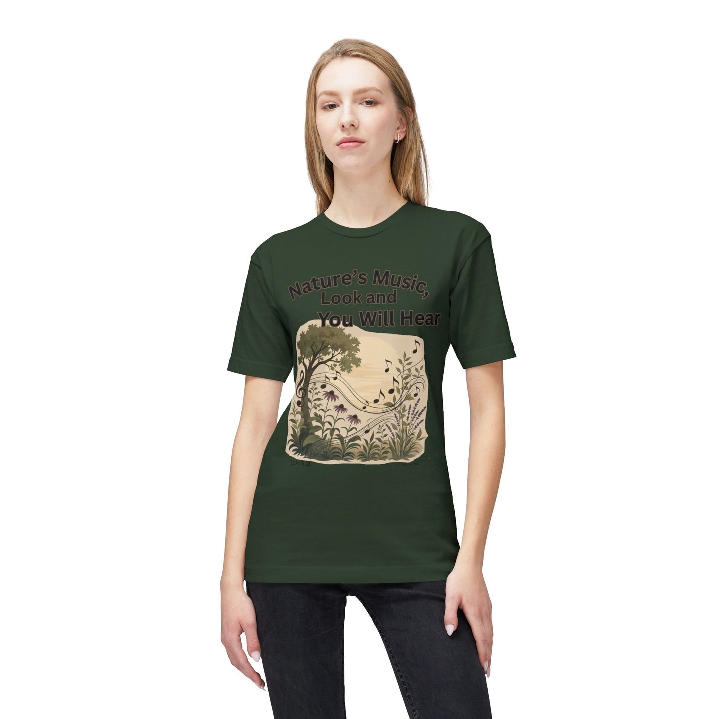 Nature's Music T-Shirt — "Nature's Music, Look and You Will Hear" Vintage Botanical Bayside Tee
