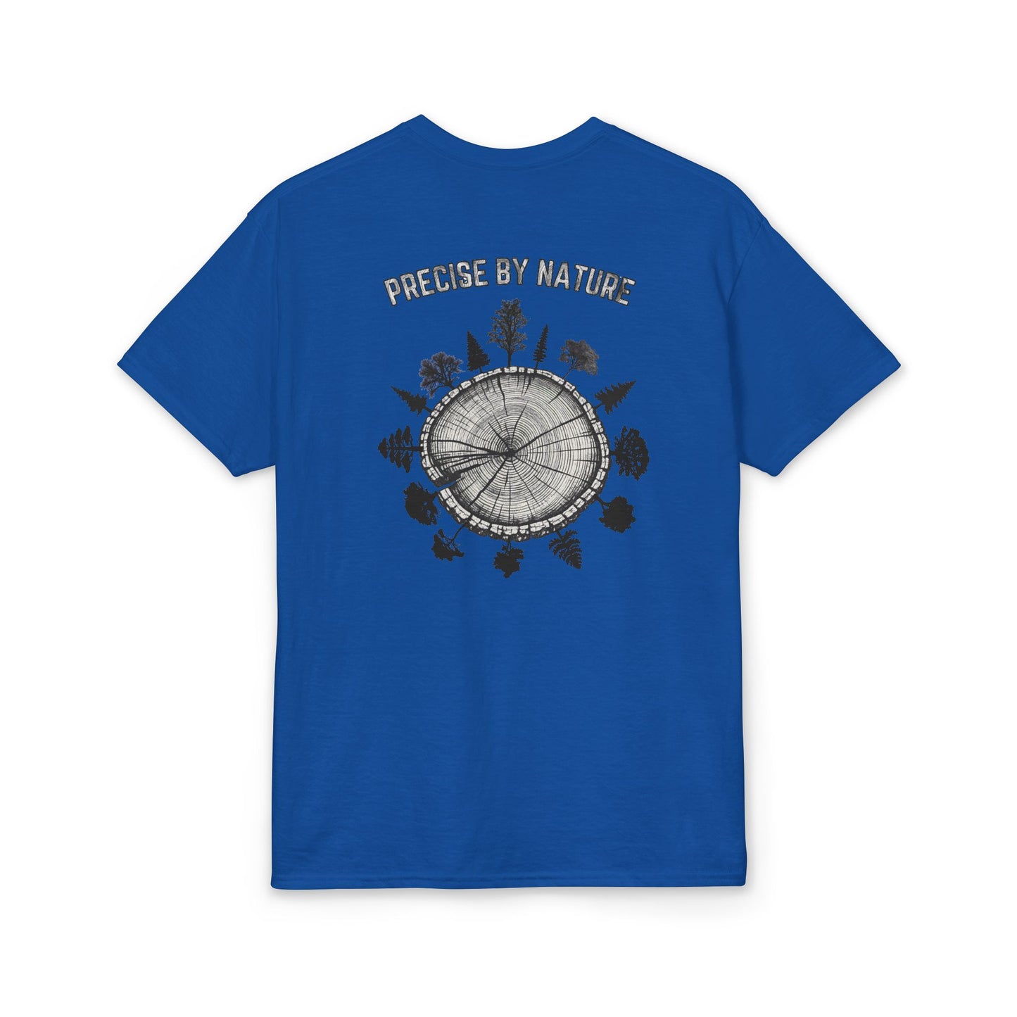 PRECISE BY NATURE T-Shirt — Trees around Tree Ring Graphic Tee for Nature Lovers