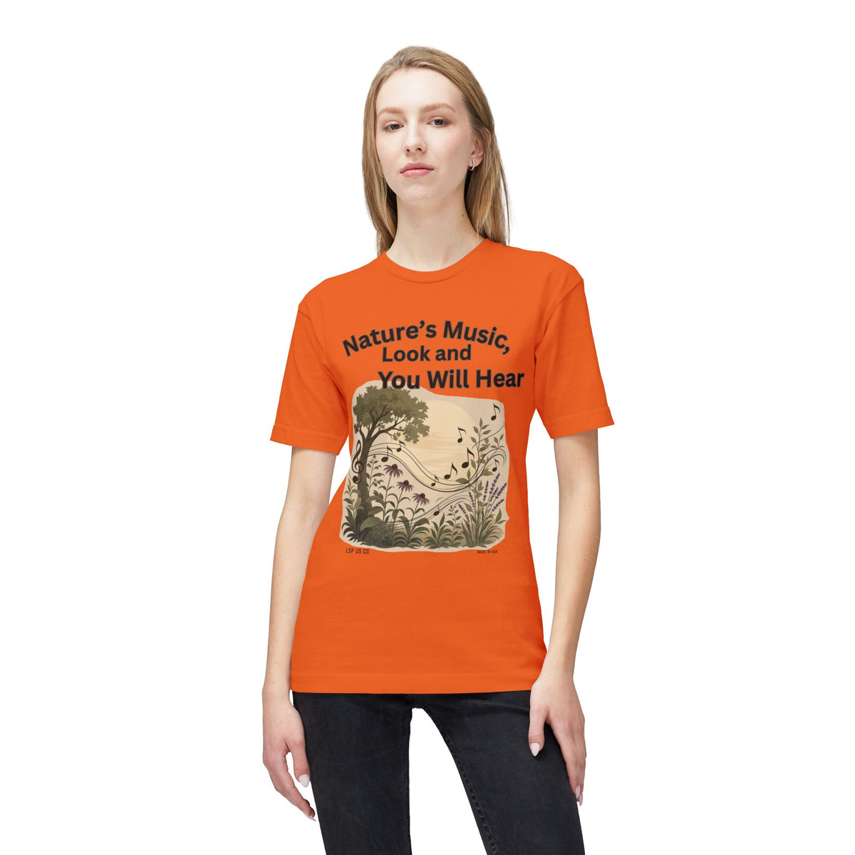 Nature's Music T-Shirt — "Nature's Music, Look and You Will Hear" Vintage Botanical Bayside Tee