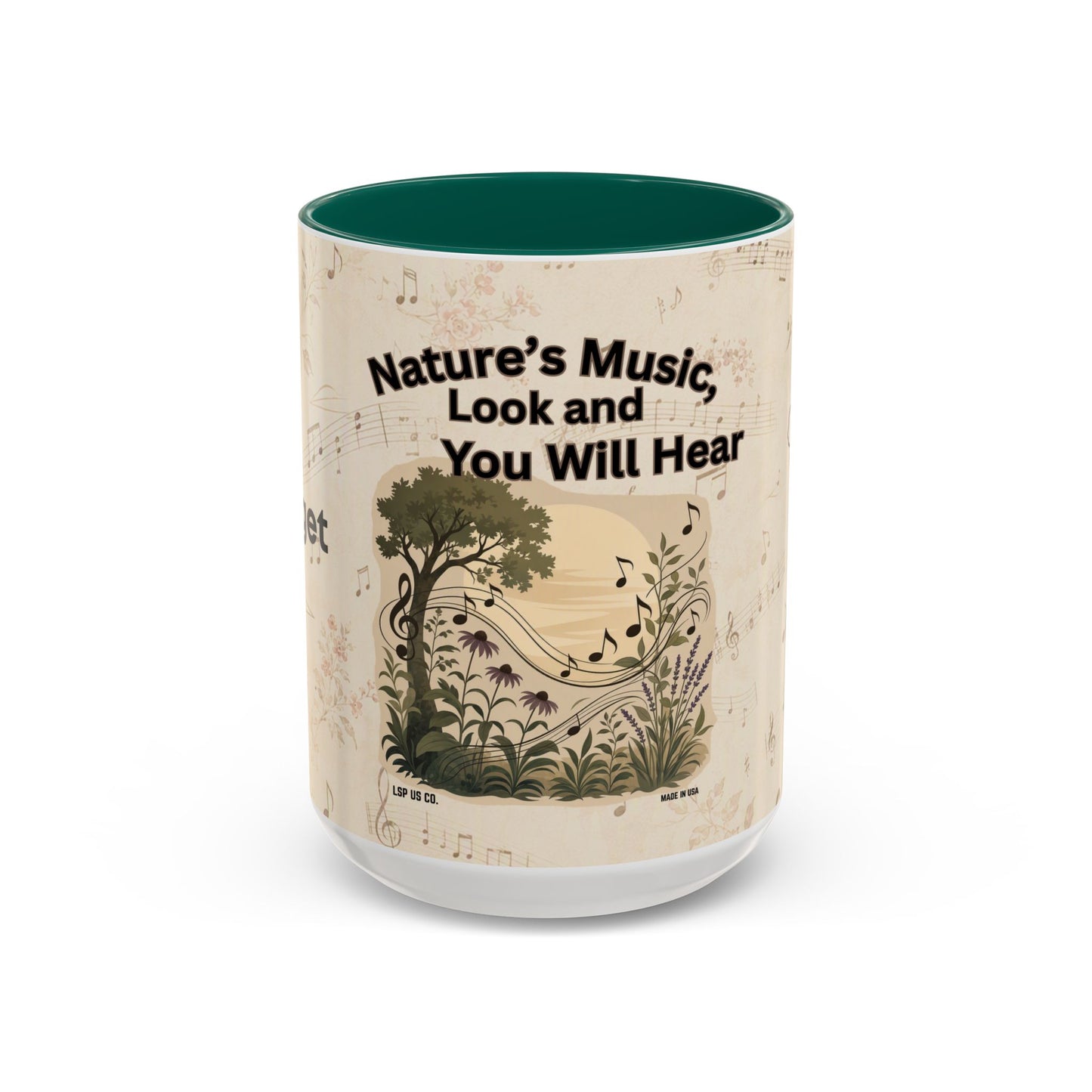 Bridget - Nature’s Music Floral Note Mug — Natures Music, Look and You Will Hear 15oz