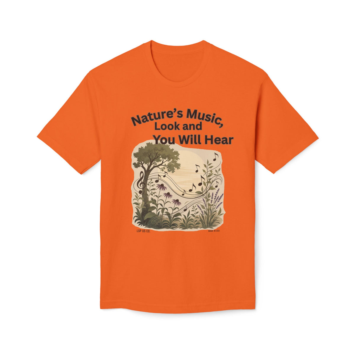 Nature's Music T-Shirt — "Nature's Music, Look and You Will Hear" Vintage Botanical Bayside Tee
