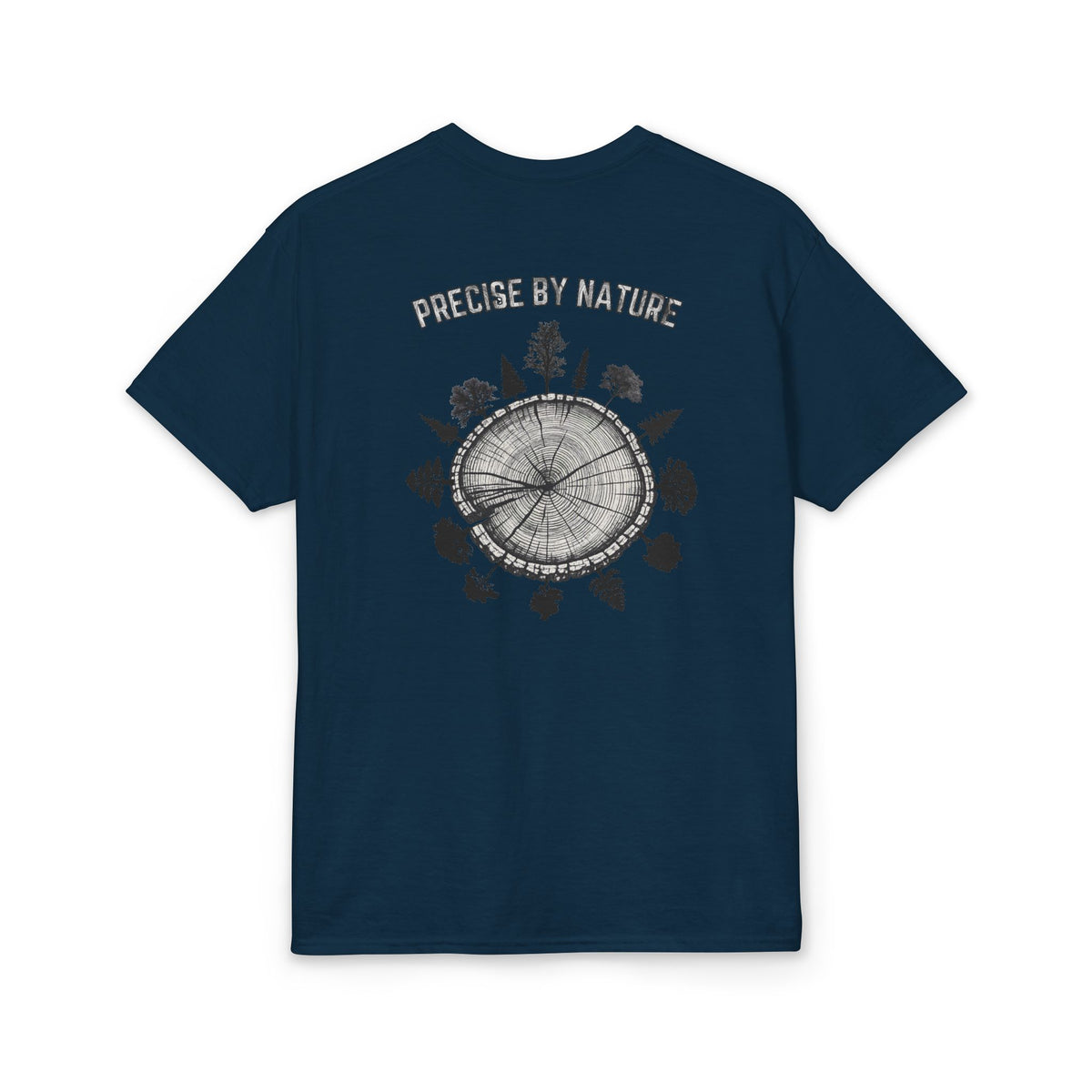 PRECISE BY NATURE T-Shirt — Trees around Tree Ring Graphic Tee for Nature Lovers