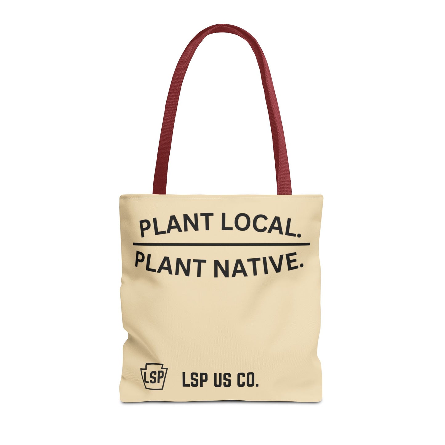 LSP US CO Tote Bag — "Plant Local. Plant Native." Eco-Friendly Canvas Tote with Tree Ring Nature Graphic