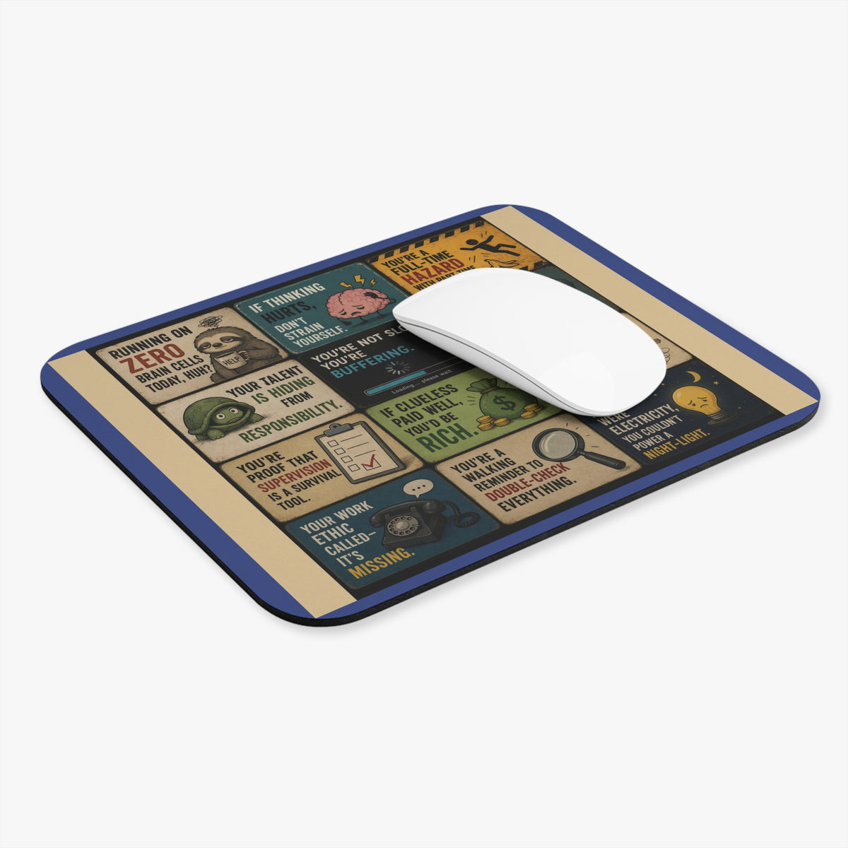 Funny IDIOT Office Mouse Pad — Retro Vintage LSP Style 9"x8"