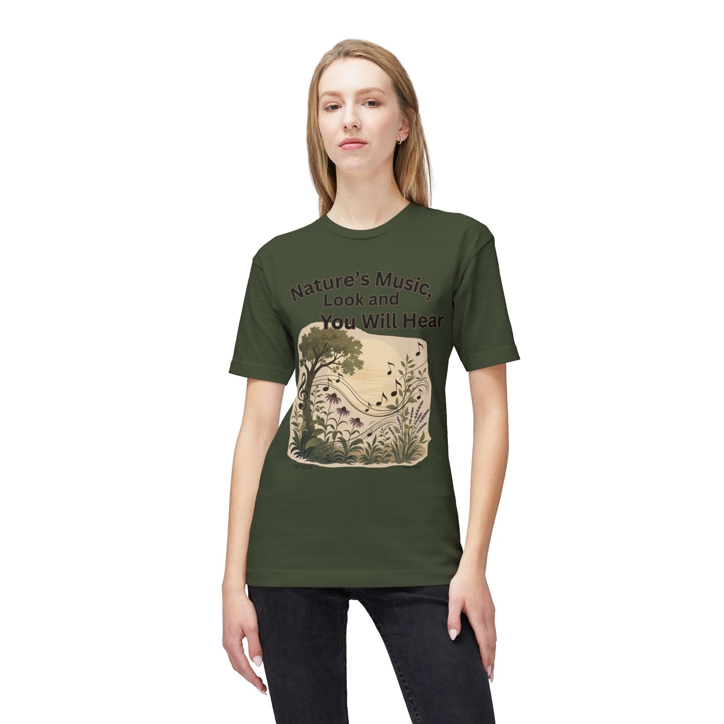 Nature's Music T-Shirt — "Nature's Music, Look and You Will Hear" Vintage Botanical Bayside Tee