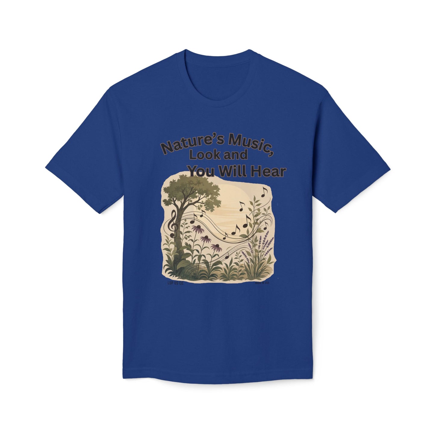 Nature's Music T-Shirt — "Nature's Music, Look and You Will Hear" Vintage Botanical Bayside Tee