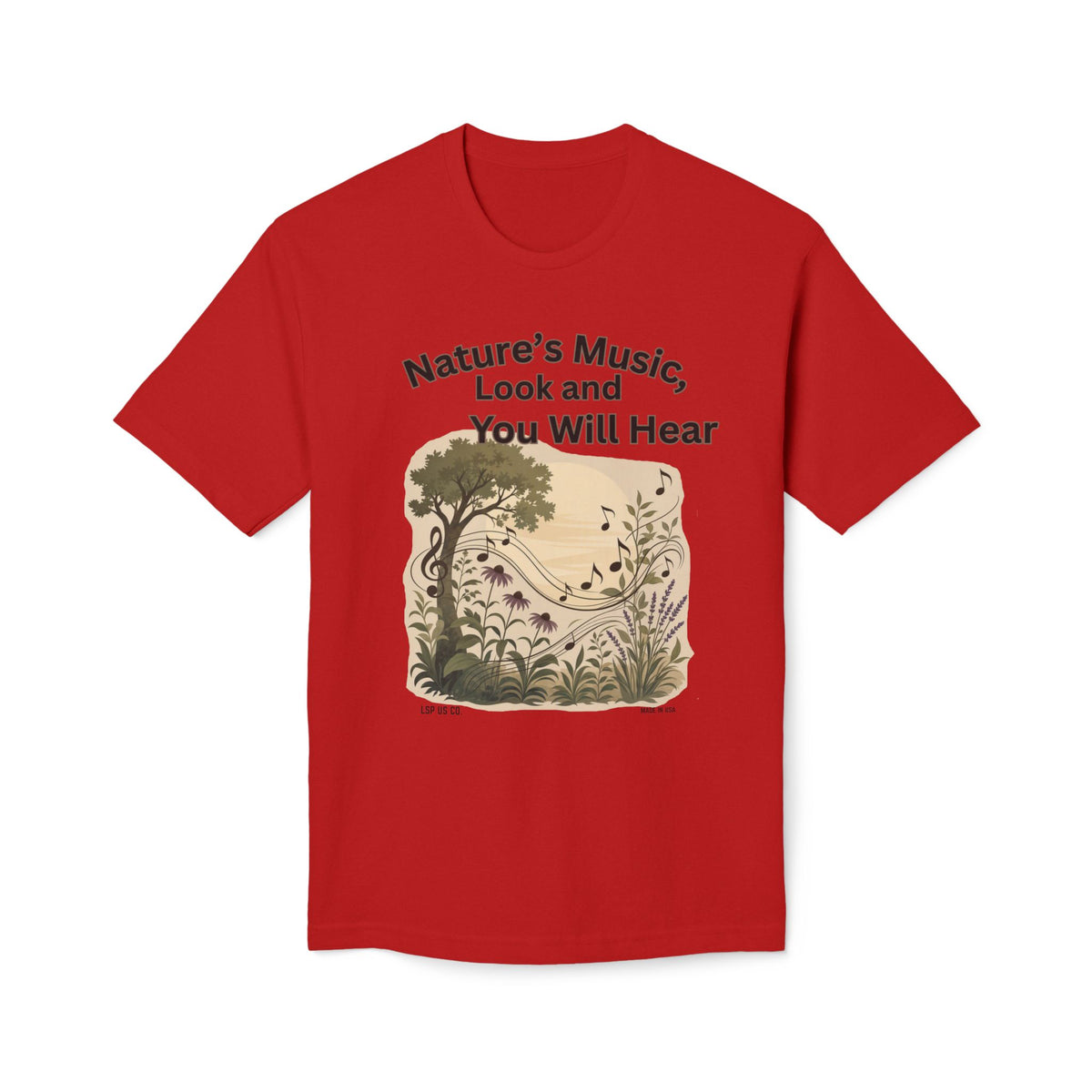 Nature's Music T-Shirt — "Nature's Music, Look and You Will Hear" Vintage Botanical Bayside Tee