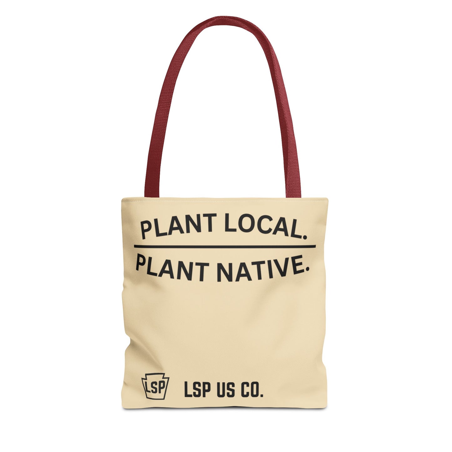 LSP US CO Tote Bag — "Plant Local. Plant Native." Eco-Friendly Canvas Tote with Tree Ring Nature Graphic