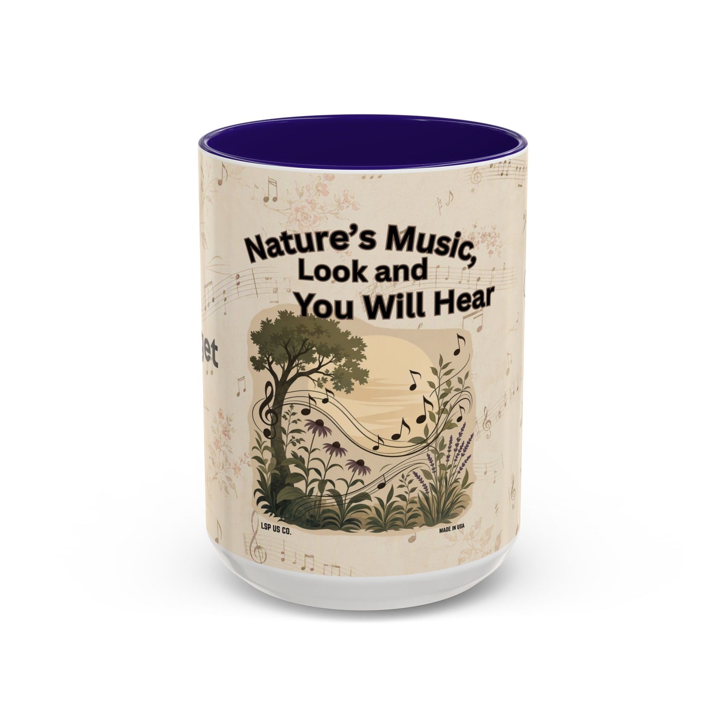 Bridget - Nature’s Music Floral Note Mug — Natures Music, Look and You Will Hear 15oz