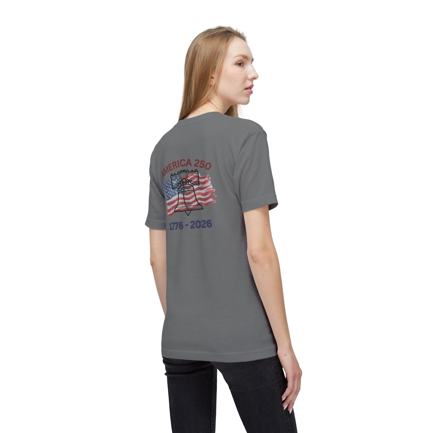America 250 Liberty Bell T-Shirt — 1776–2026 Anniversary Bayside Made in USA