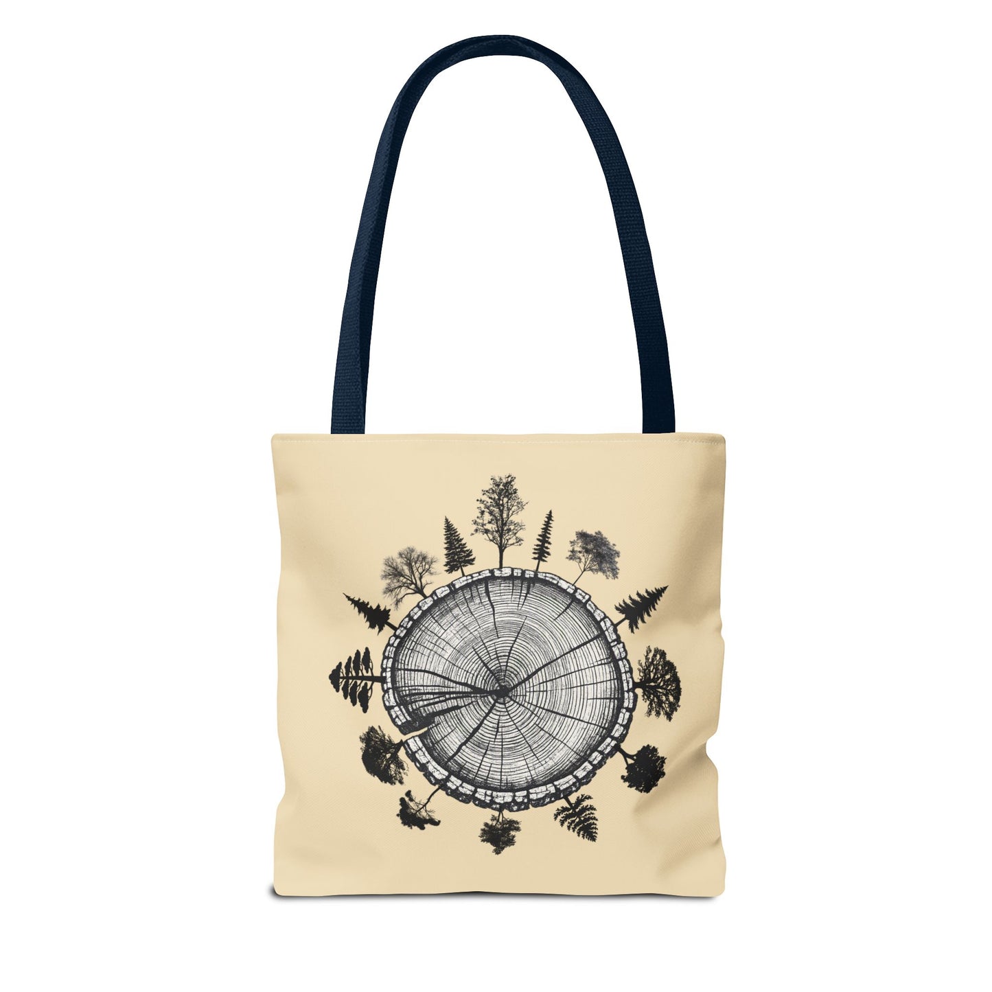 LSP US CO Tote Bag — "Plant Local. Plant Native." Eco-Friendly Canvas Tote with Tree Ring Nature Graphic