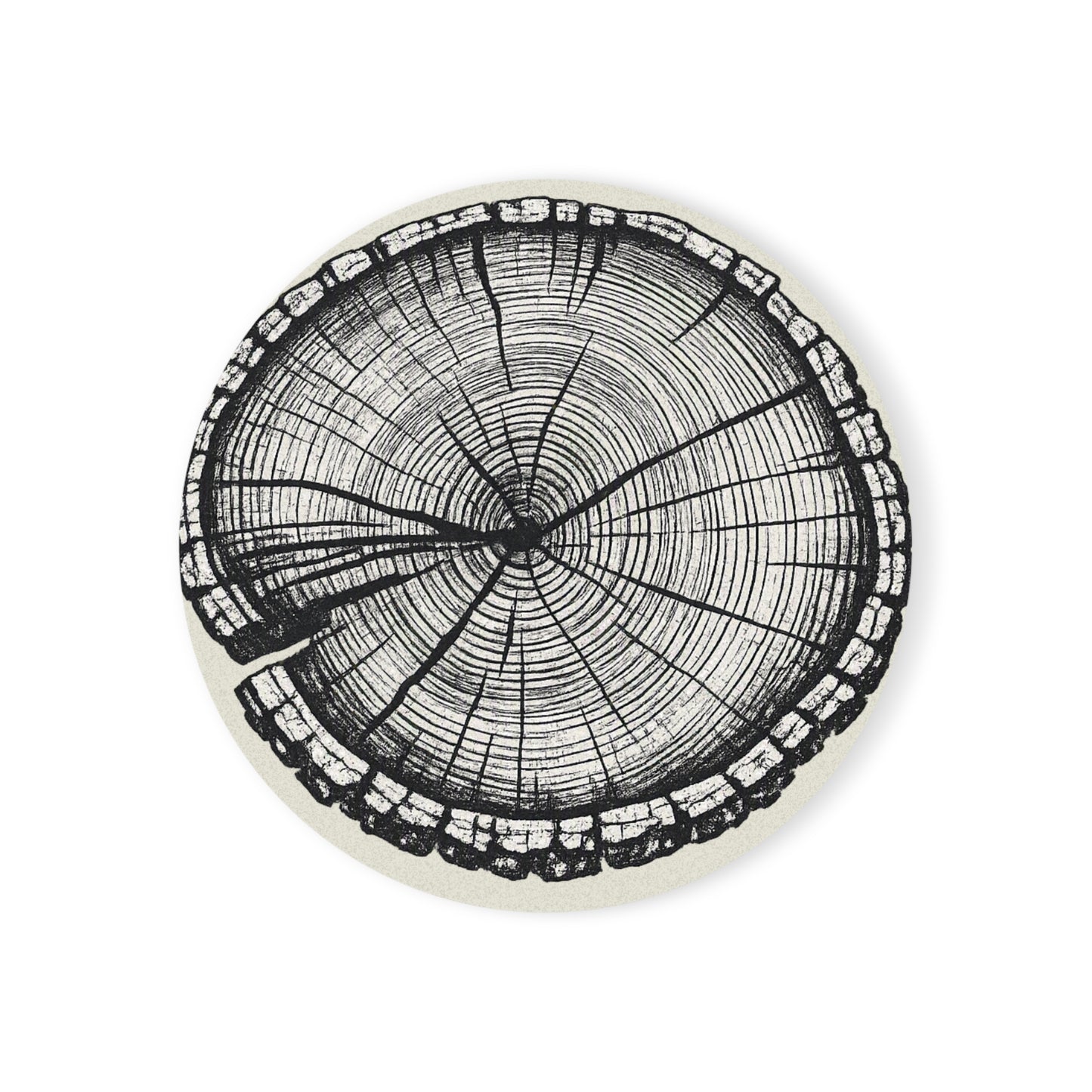 Wood Slice Cork Coaster — Rustic Tree Ring Drink Coaster - Round 4"