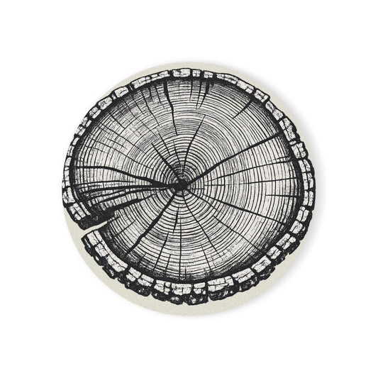 Wood Slice Cork Coaster — Rustic Tree Ring Drink Coaster - Round 4"