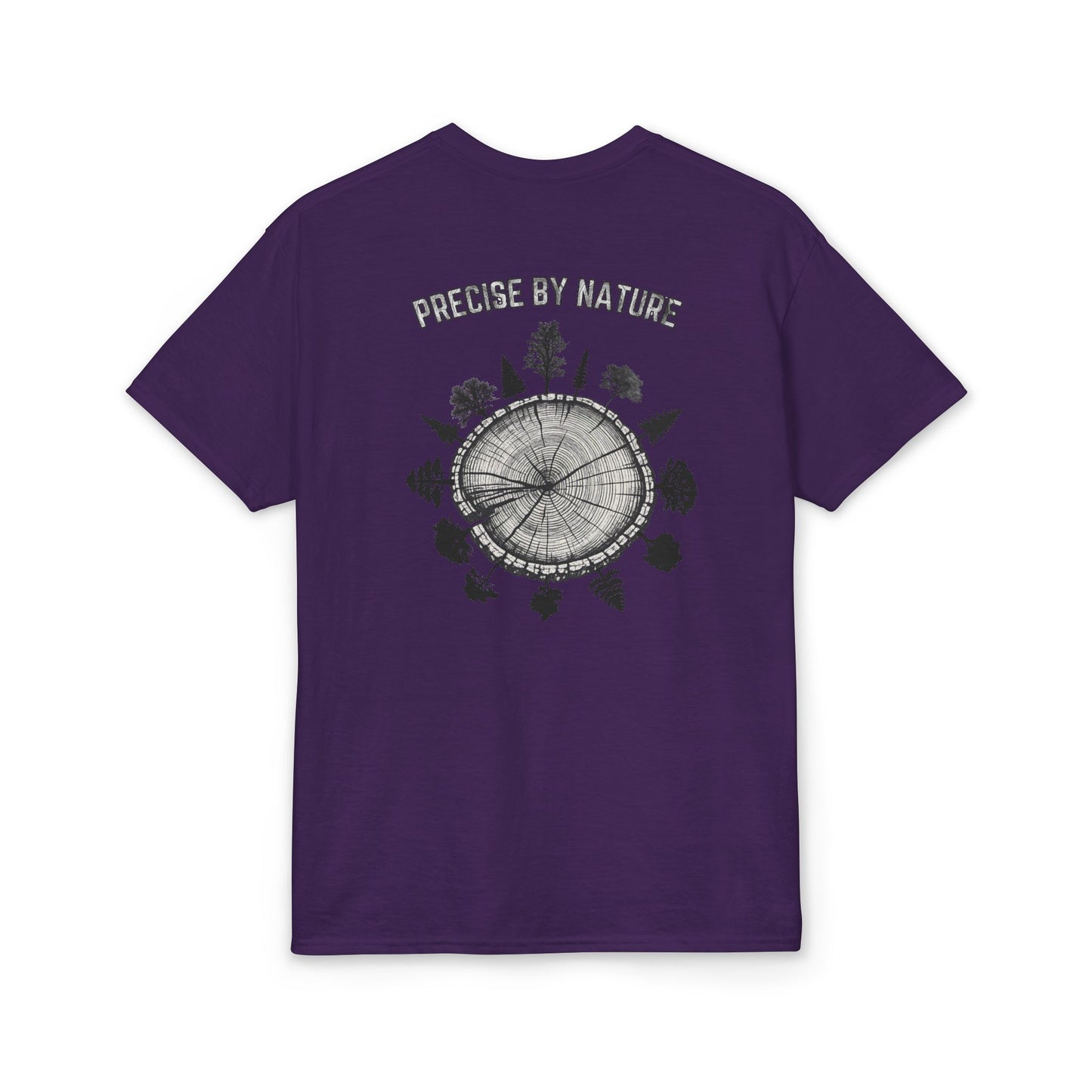 PRECISE BY NATURE T-Shirt — Trees around Tree Ring Graphic Tee for Nature Lovers