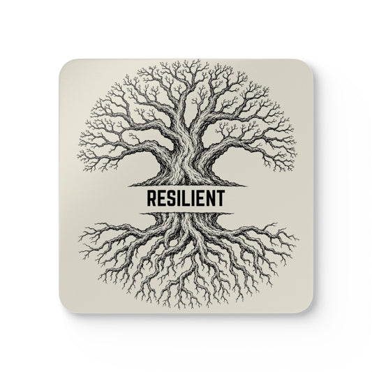 Resilient Tree Cork Coaster Set — Inspirational Rustic Drink Coasters (4-Pack)