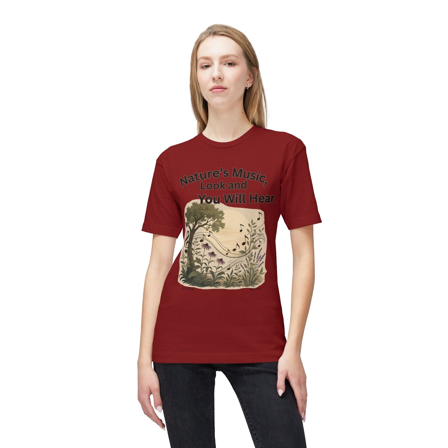 Nature's Music T-Shirt — "Nature's Music, Look and You Will Hear" Vintage Botanical Bayside Tee