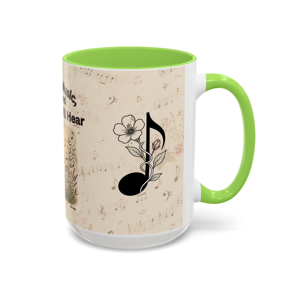 Bridget - Nature’s Music Floral Note Mug — Natures Music, Look and You Will Hear 15oz