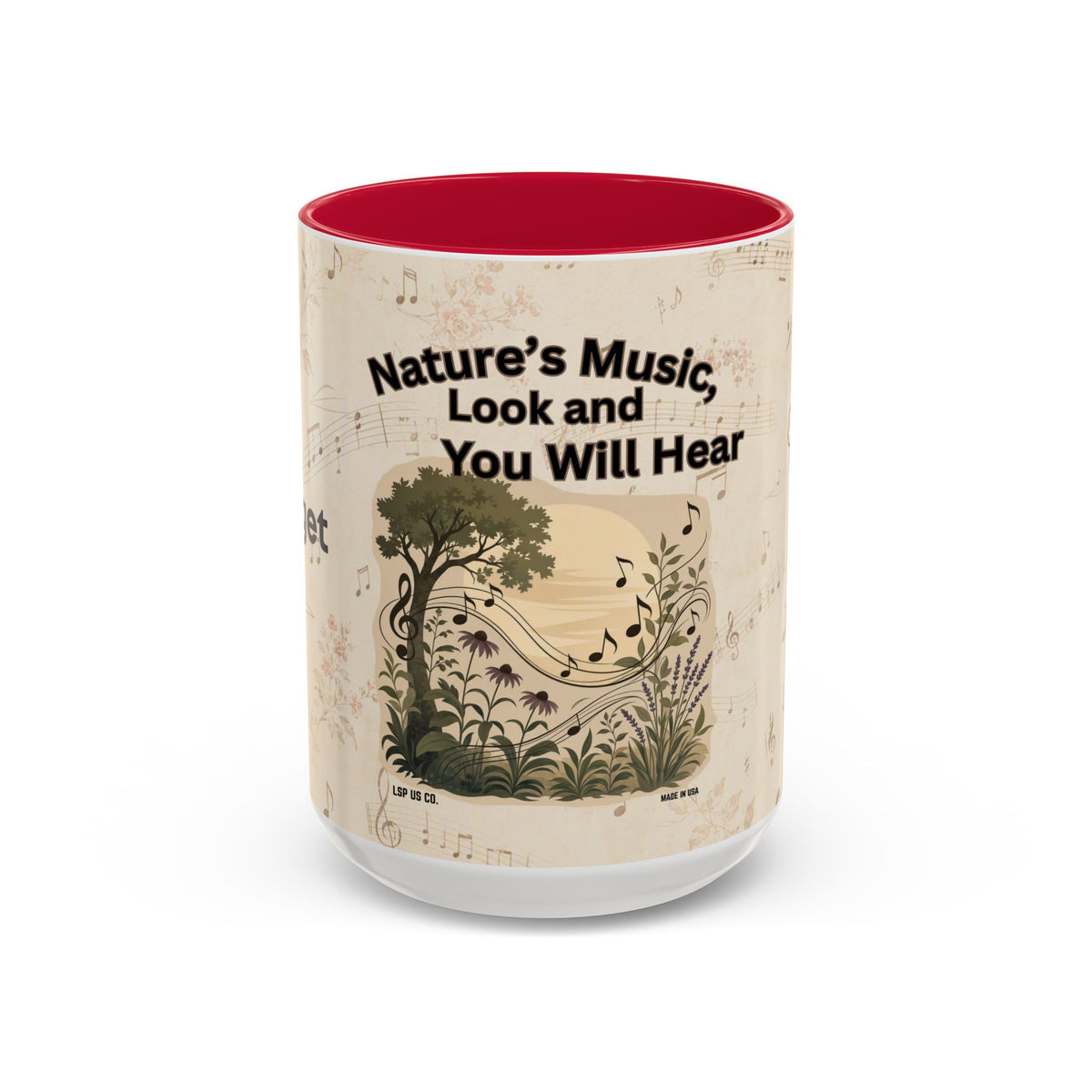Bridget - Nature’s Music Floral Note Mug — Natures Music, Look and You Will Hear 15oz