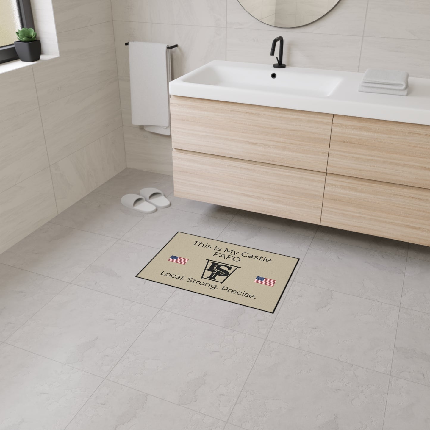 Heavy Duty Floor Mat — "This Is My Castle FAFO" American Flag Welcome Mat (Local. Strong. Precise.)