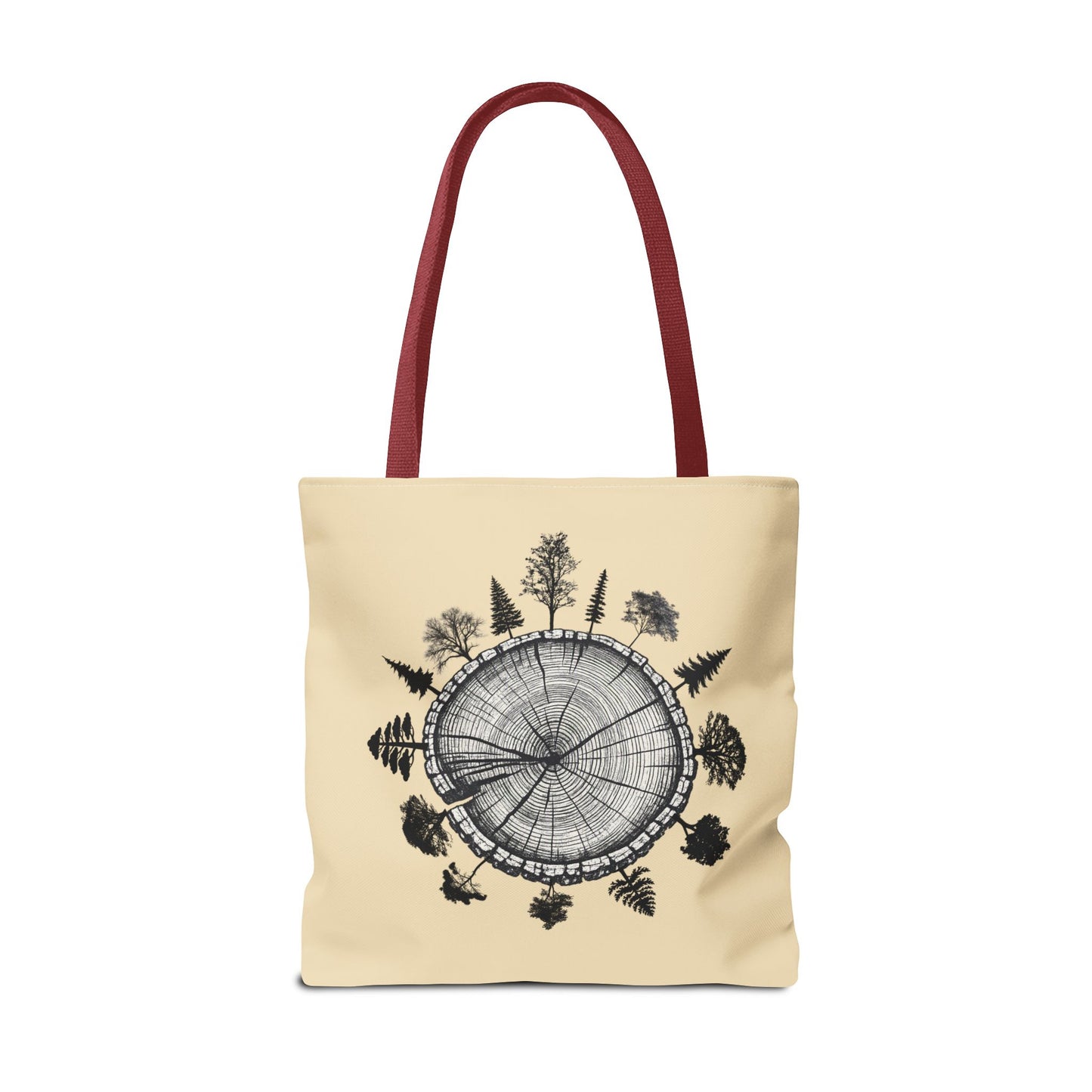 LSP US CO Tote Bag — "Plant Local. Plant Native." Eco-Friendly Canvas Tote with Tree Ring Nature Graphic