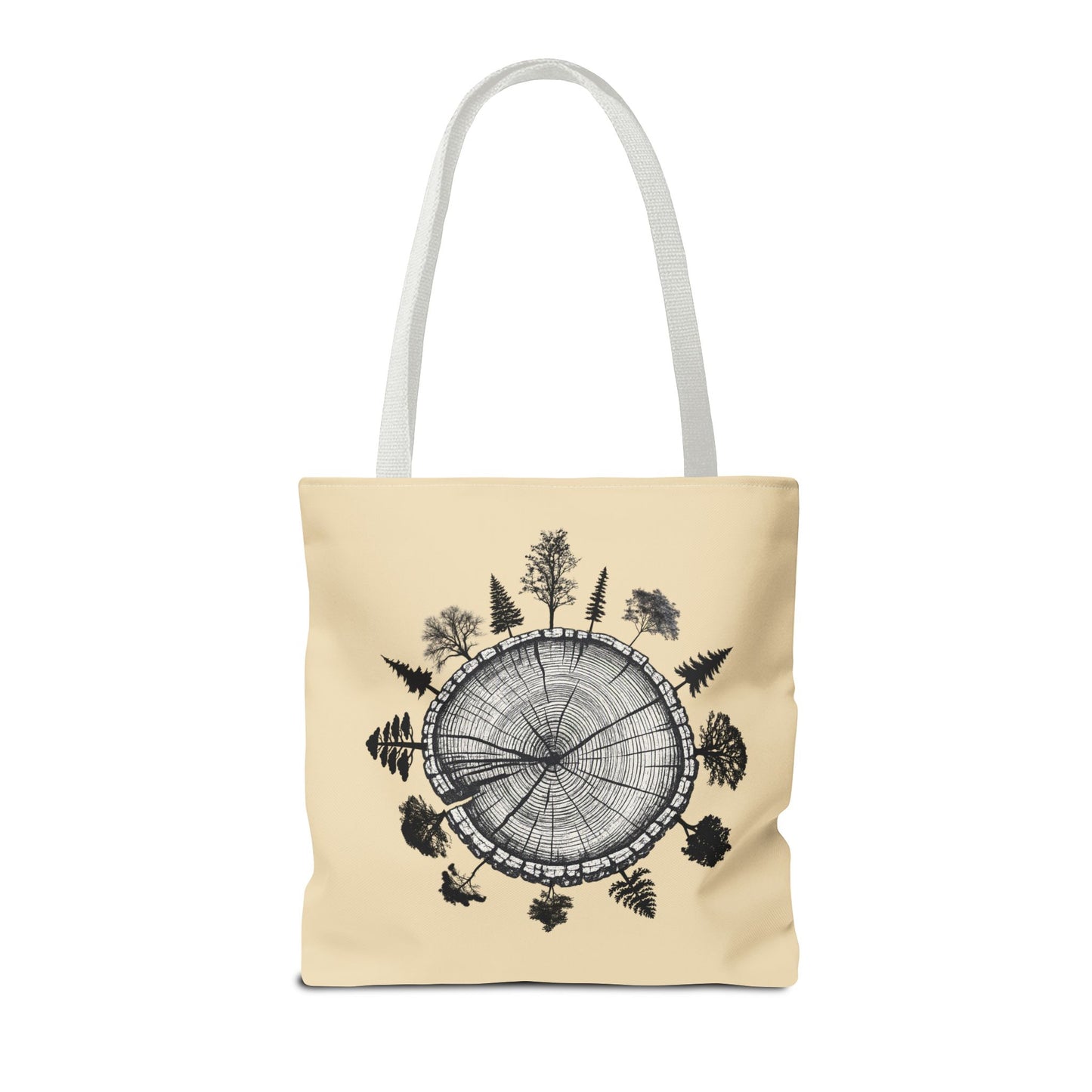 LSP US CO Tote Bag — "Plant Local. Plant Native." Eco-Friendly Canvas Tote with Tree Ring Nature Graphic