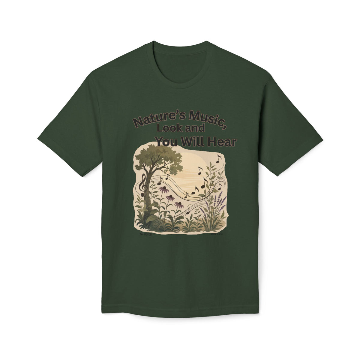 Nature's Music T-Shirt — "Nature's Music, Look and You Will Hear" Vintage Botanical Bayside Tee