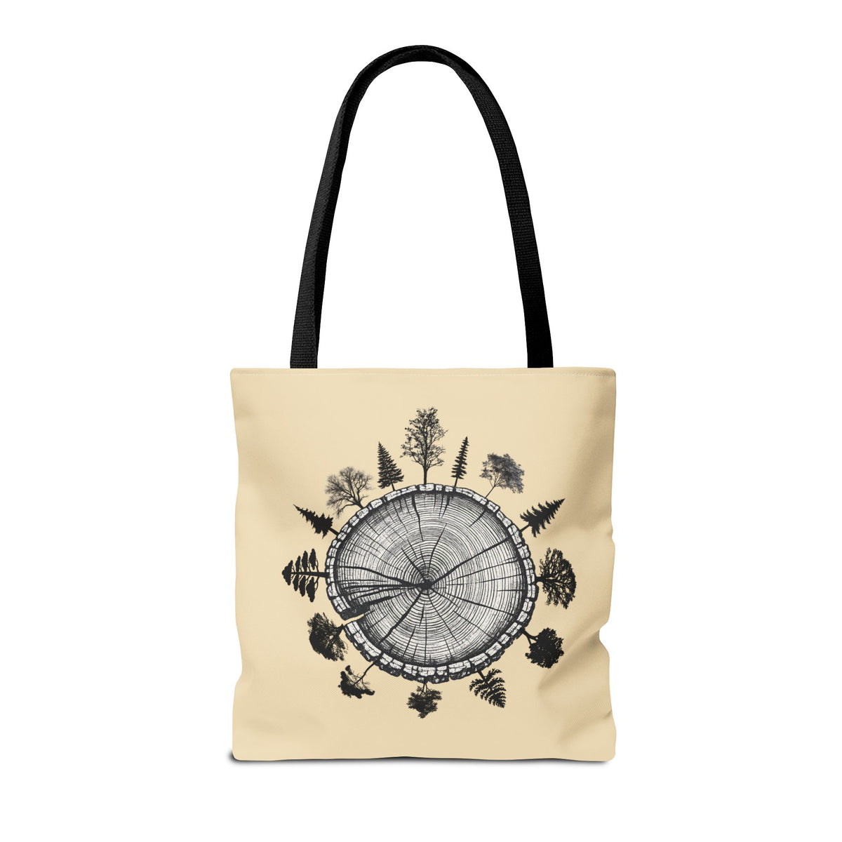 LSP US CO Tote Bag — "Plant Local. Plant Native." Eco-Friendly Canvas Tote with Tree Ring Nature Graphic