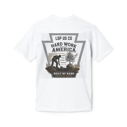 Hard Work America T-Shirt — Built by Hand Patriotic Workwear - Made in USA