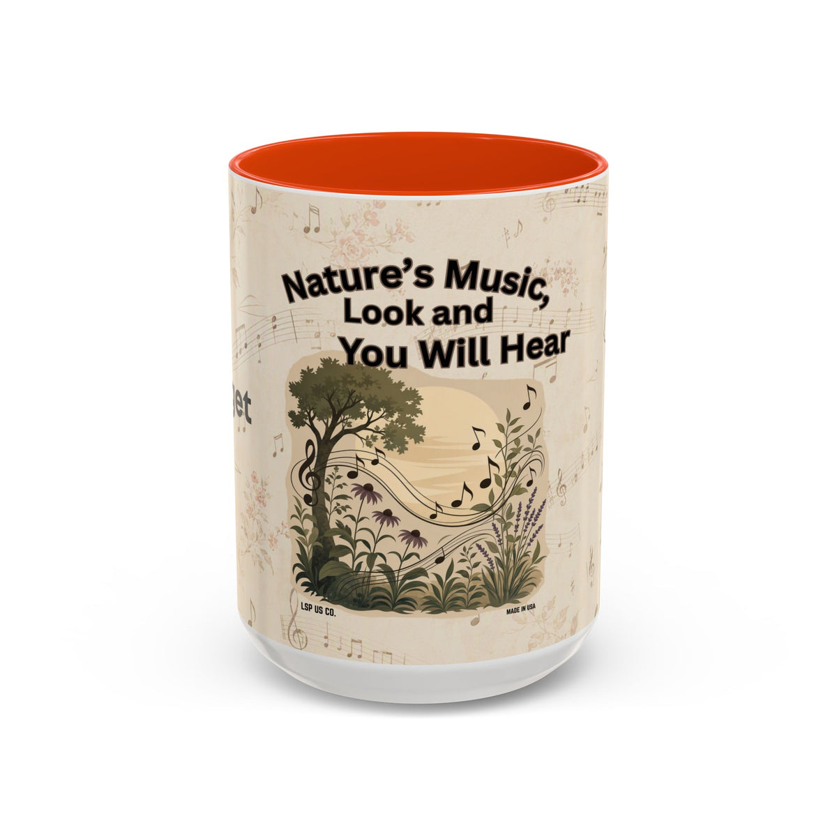 Bridget - Nature’s Music Floral Note Mug — Natures Music, Look and You Will Hear 15oz