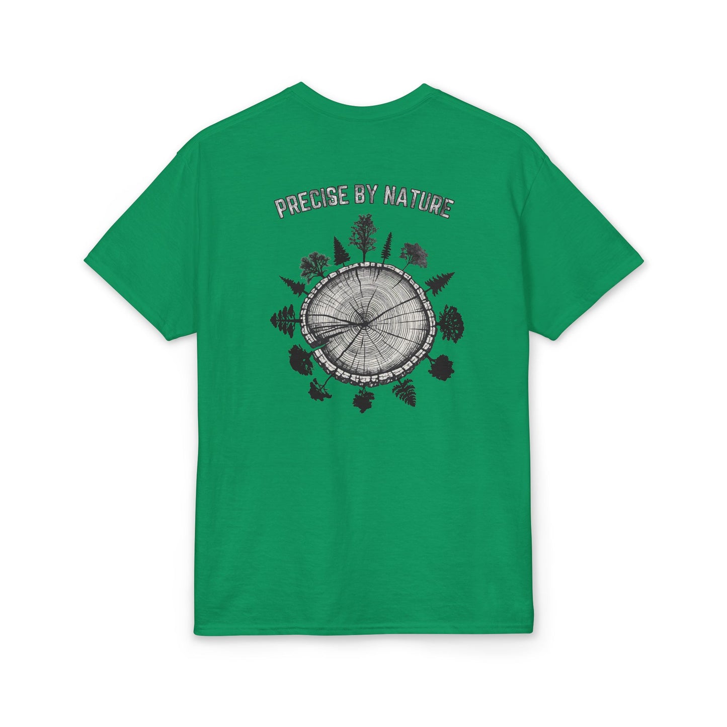 PRECISE BY NATURE T-Shirt — Trees around Tree Ring Graphic Tee for Nature Lovers